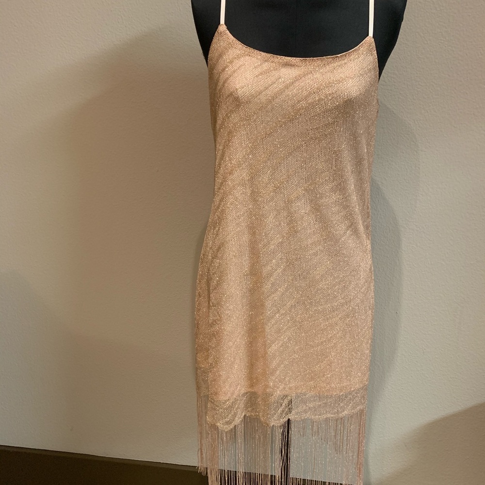 BAR III Rose Gold Flapper Dress SZ Small NWT